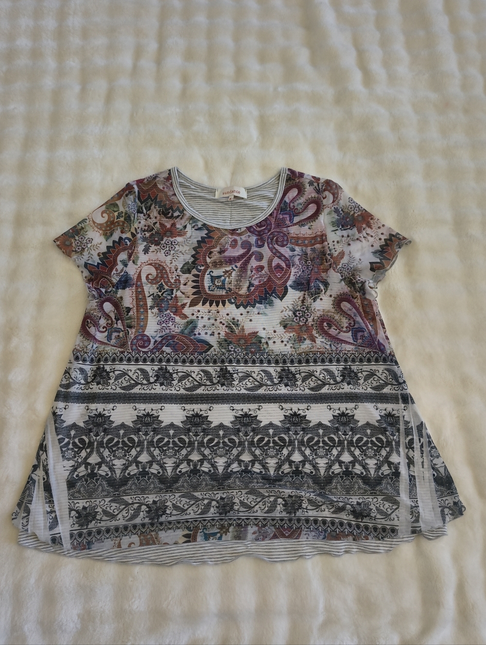 Sundance Creative Type Paisley Mesh Overlay Top - Picture 2 of 5